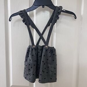 Zara Baby Girls Gray Star Waffle Knit Ruffled Suspenders Skirt Size 2-3 yrs